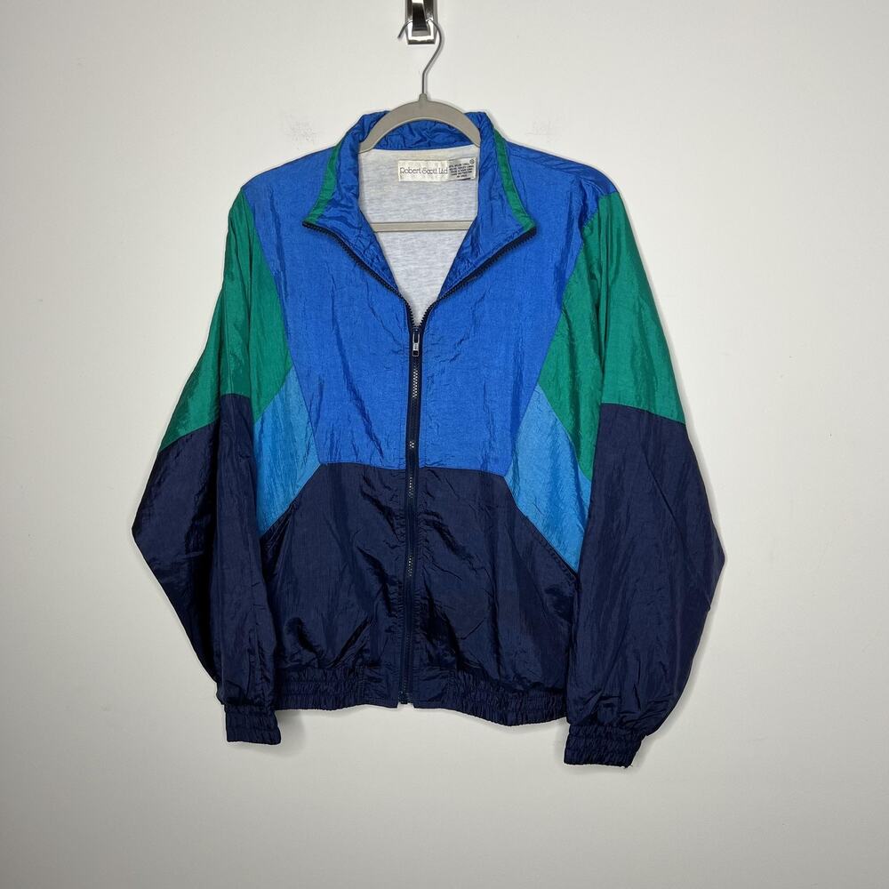 Vintage Robert Scott Ltd Jacket Mens XL Blue Green Colorblock Windbreaker 90s‎